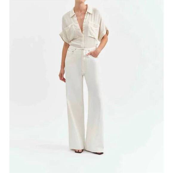 NEW DAZE madison mid rise wide leg jean in white